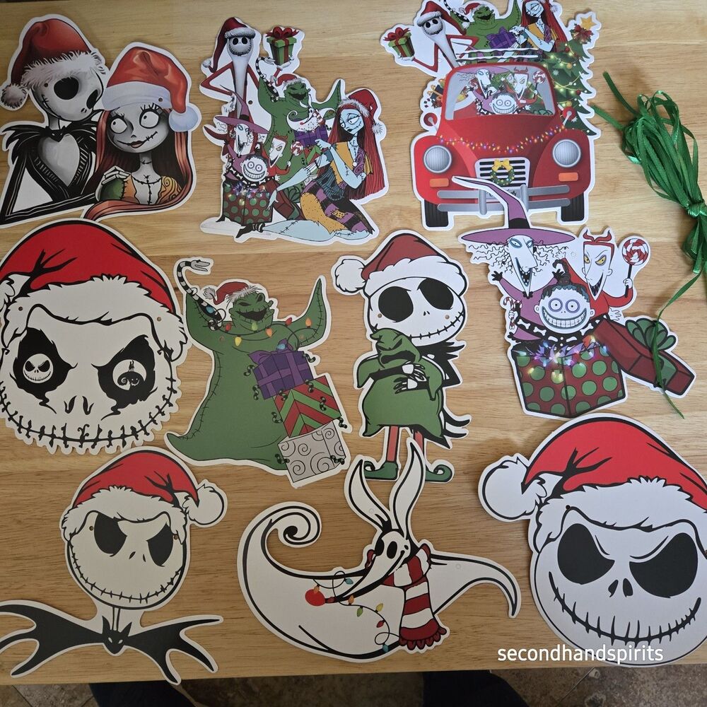 Nightmare Before Christmas DIY Banner Kit - Holiday Cardstock Cutouts & Raffia